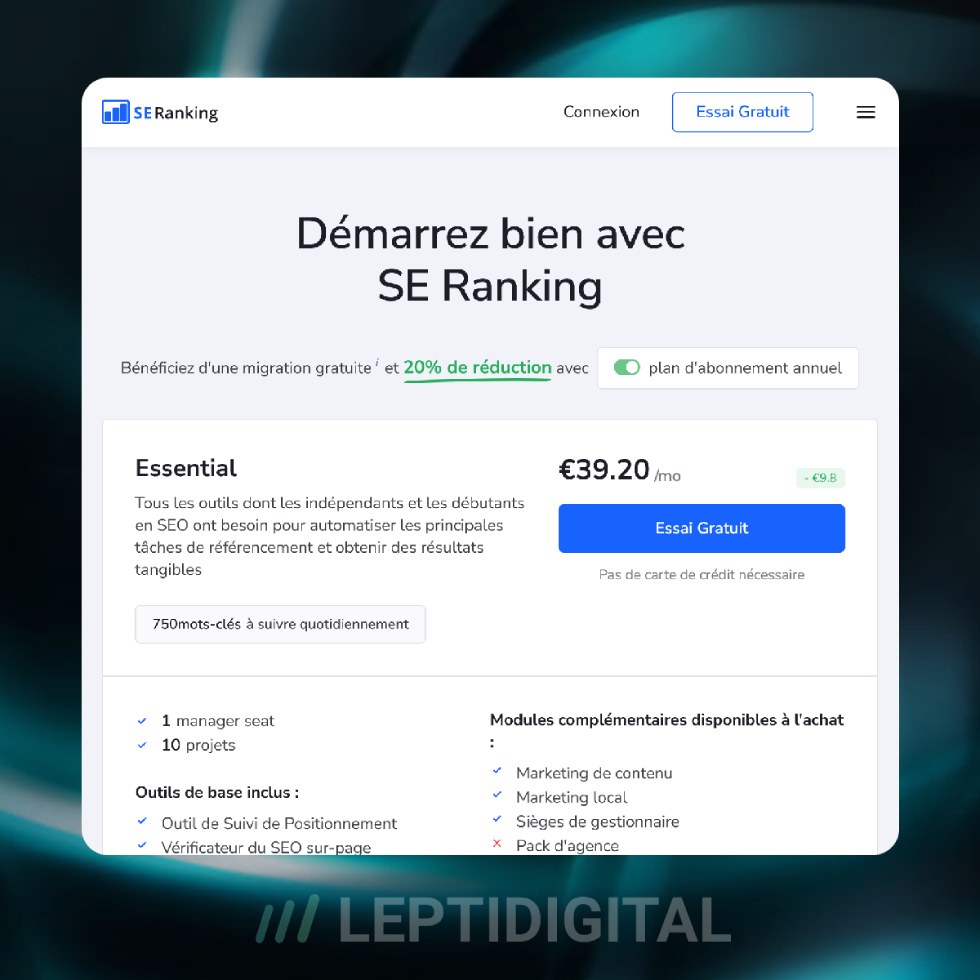 Offre Essential SE Ranking