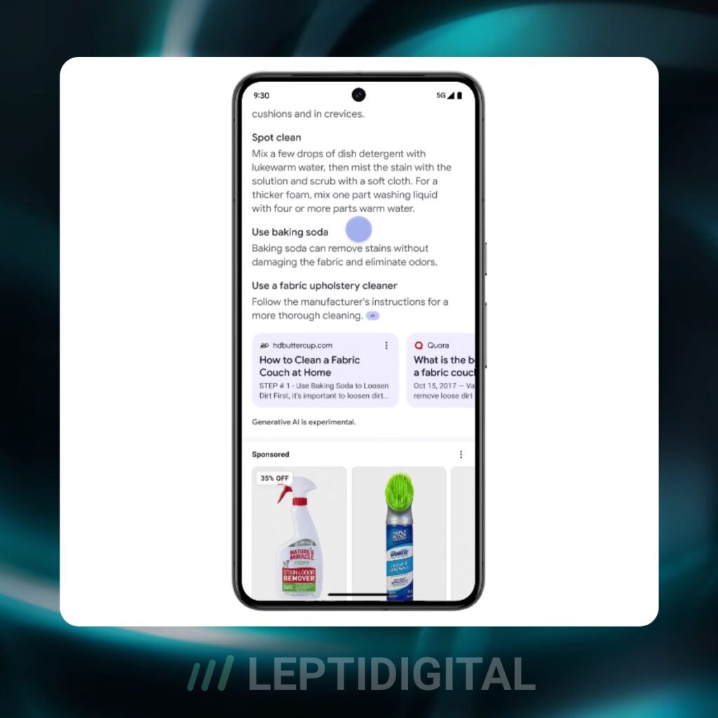 Aperçu des link cards dans les AI Overviews de Google