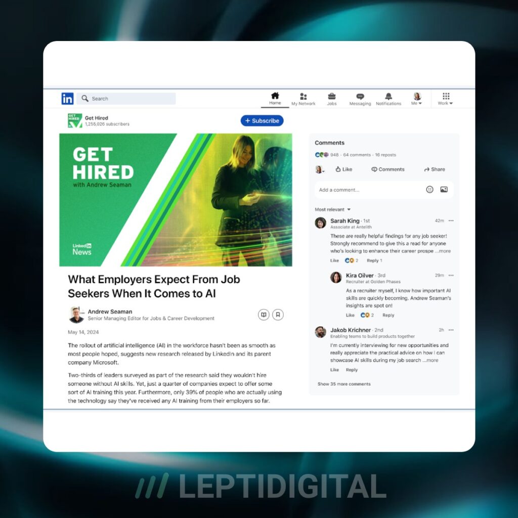 Apparence des newsletters LinkedIn