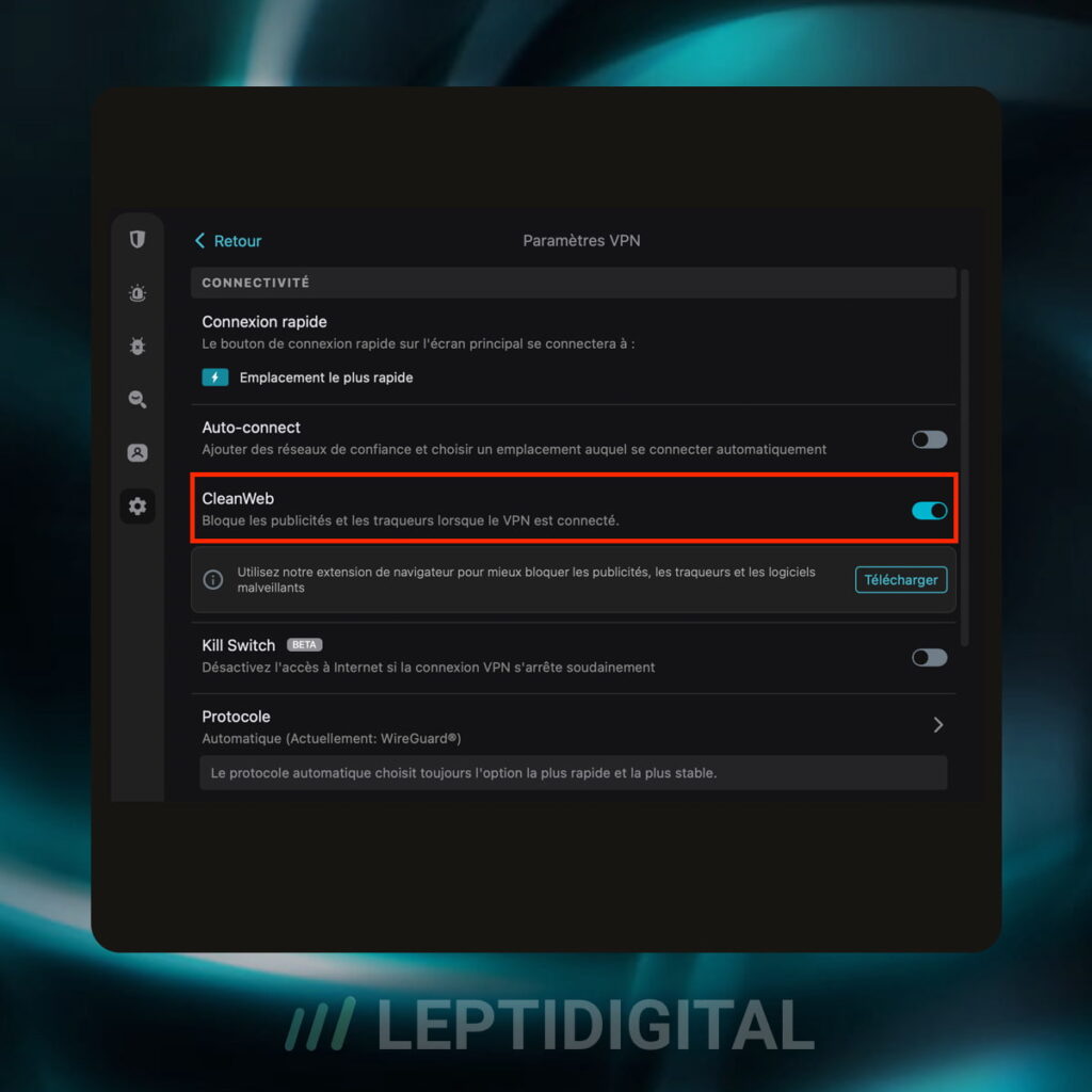 Activation Fonction Clean Web Surfshark
