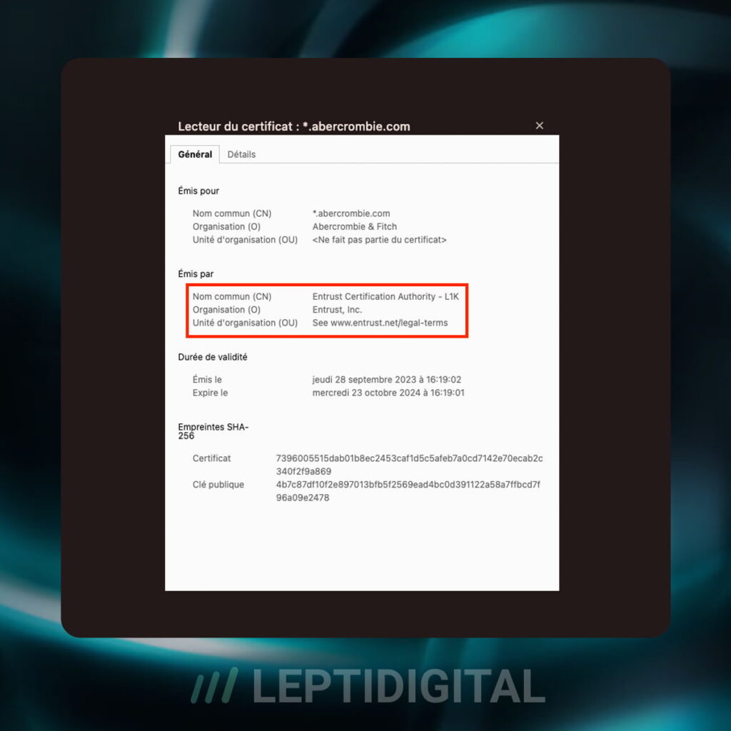 Exemple Certificat SSL Entrust