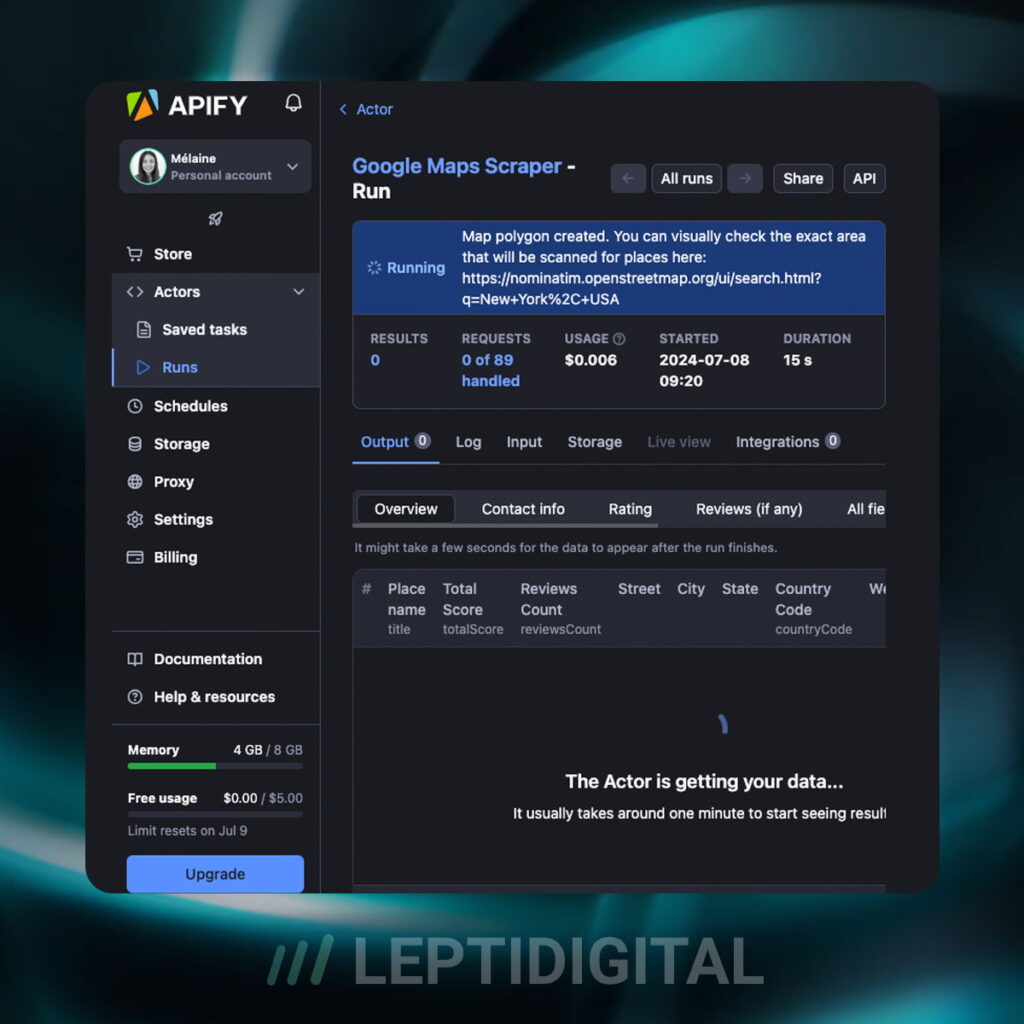 Interface Apify