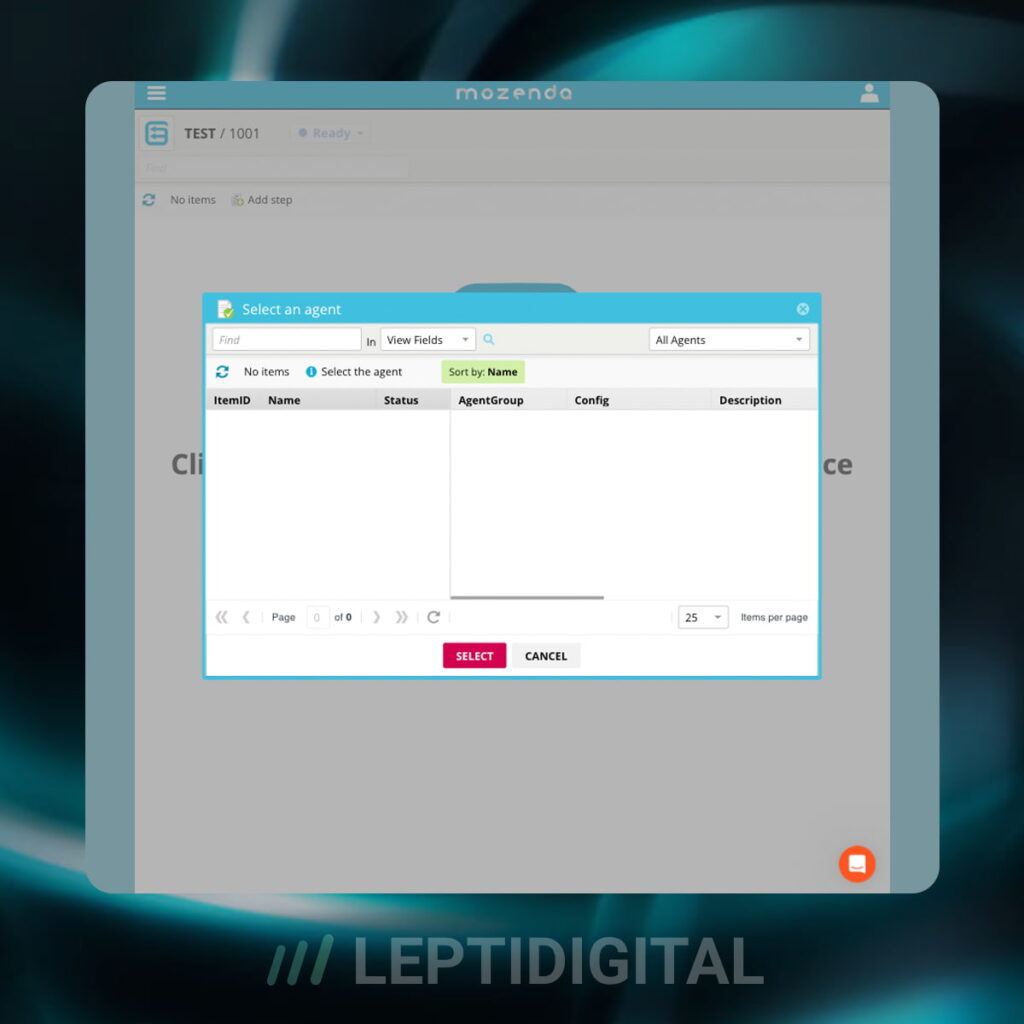 Interface Mozenda