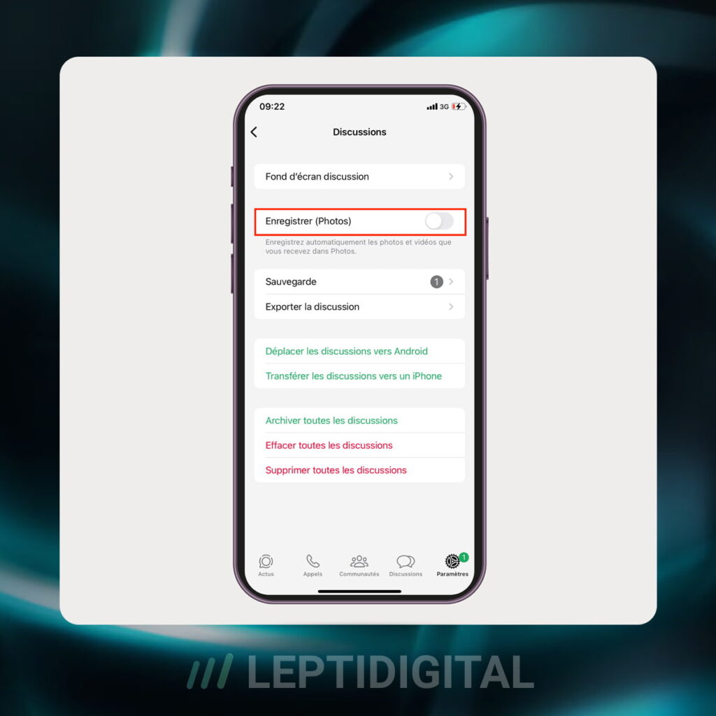 Ne pas Enregistrer Automatiquement les Photos WhatsApp