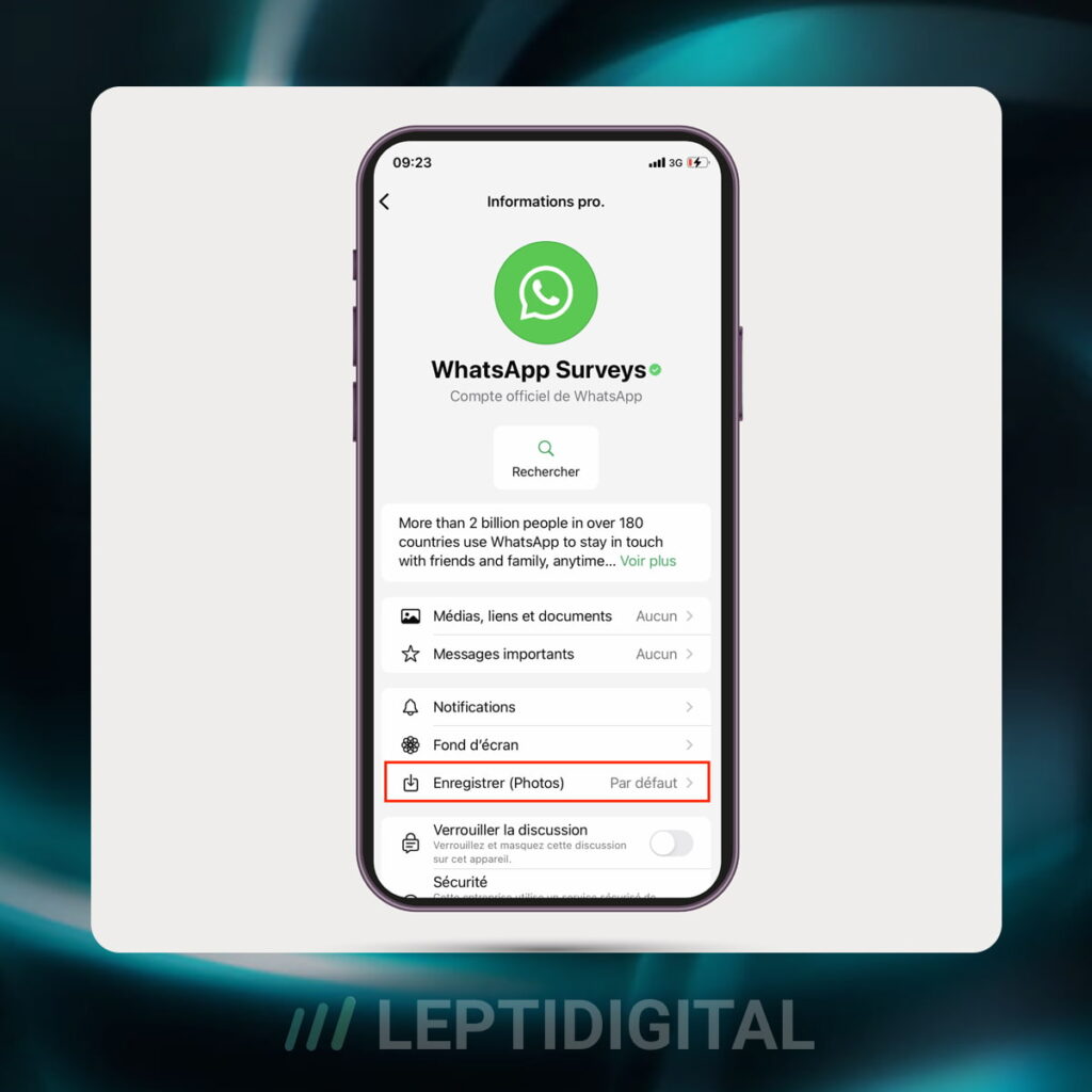 Ne pas Enregistrer Automatiquement les Photos WhatsApp