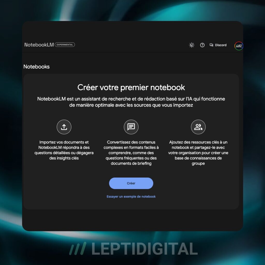 1- Commencez par créer un Notebook