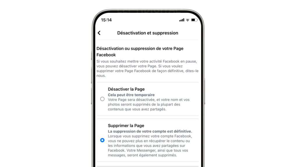 Suppression Page Facebook