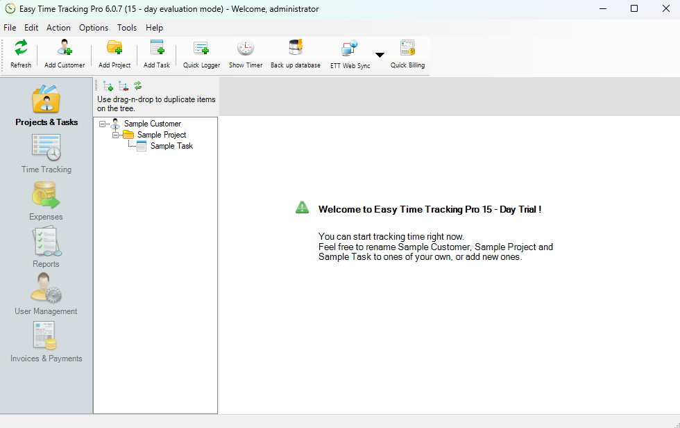 interface time tracking