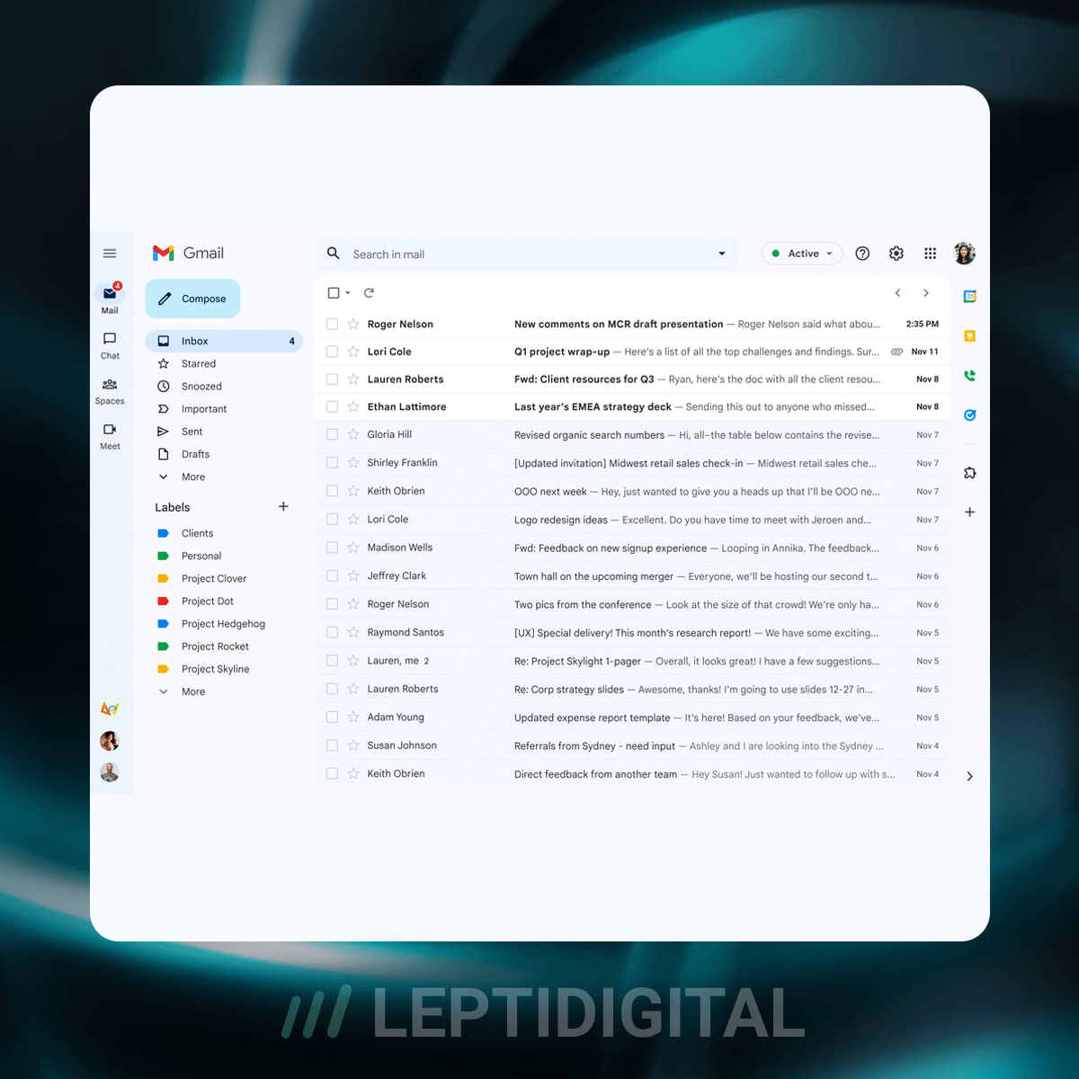 Interface Google Workspace Gmail