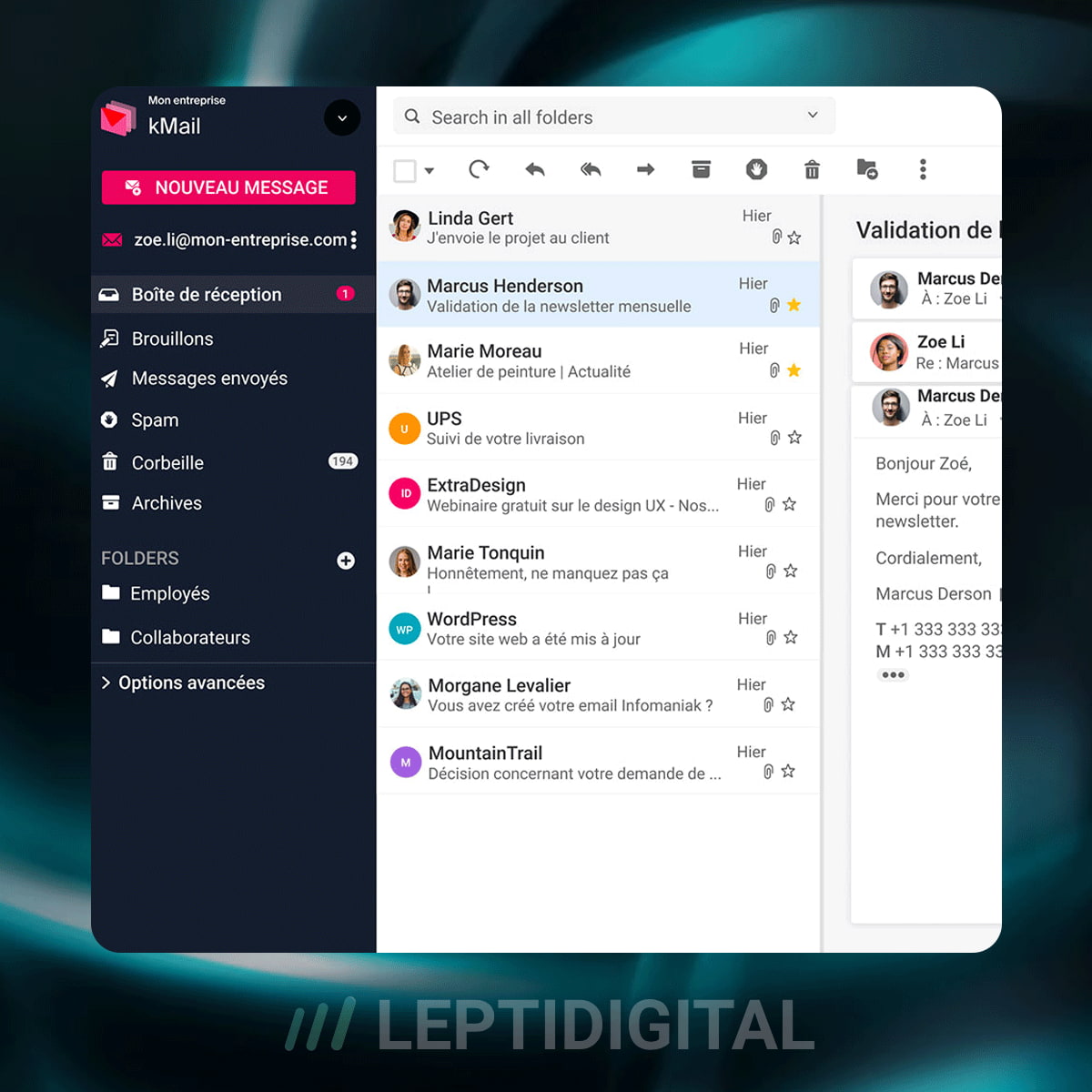 Interface Service Mail Infomaniak