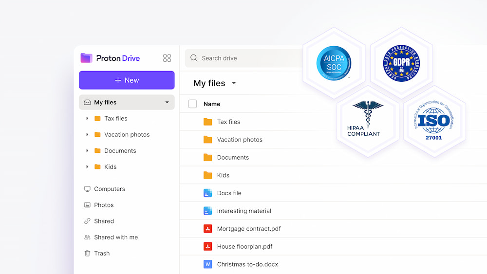 ProtonDrive - Aperçu des certifications obtenues