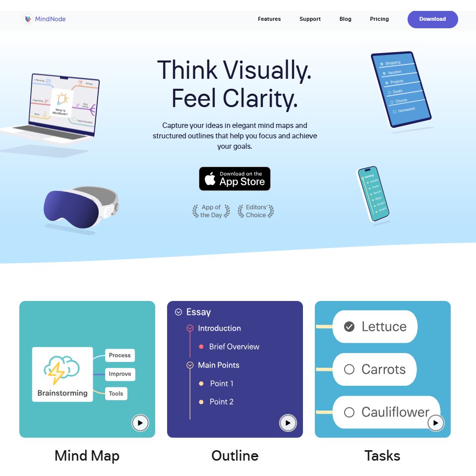 Aperçu interface web Mindnode