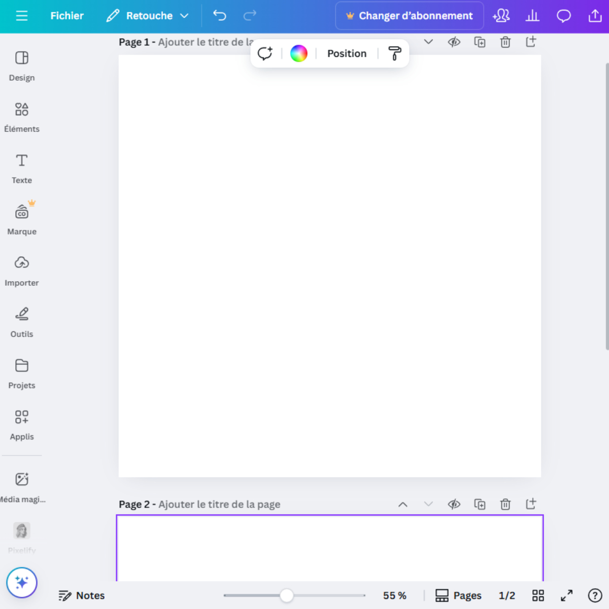 canva carrousel format interface