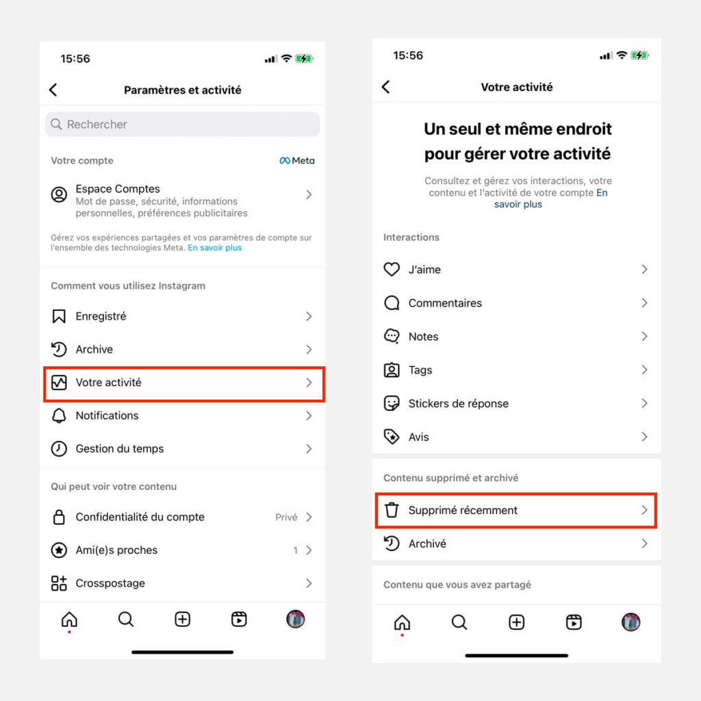 Fonctionnalite Supprime Recemment Instagram
