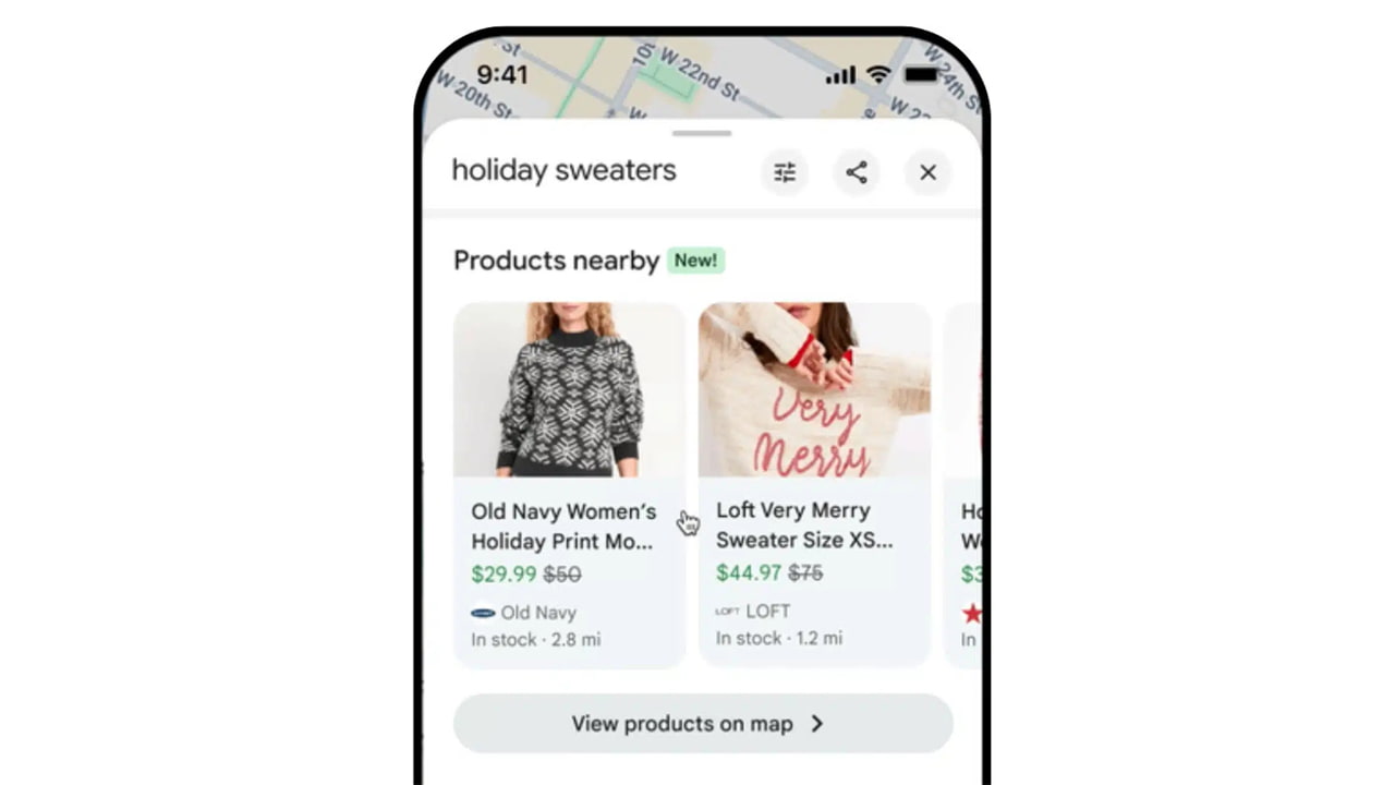 Google Maps Onglet Produits a Proximite