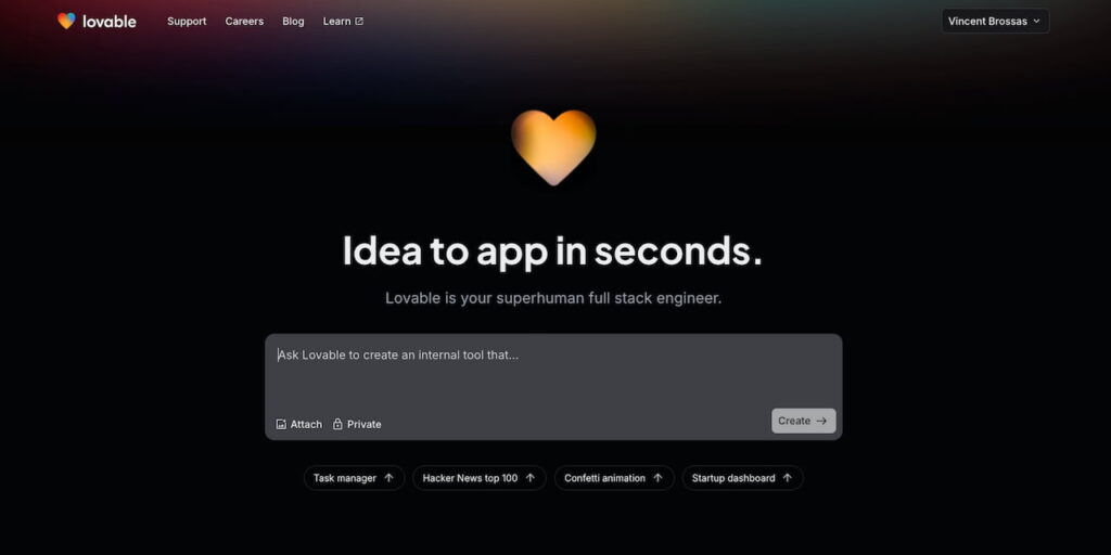 Aperçu du site de Lovable.dev