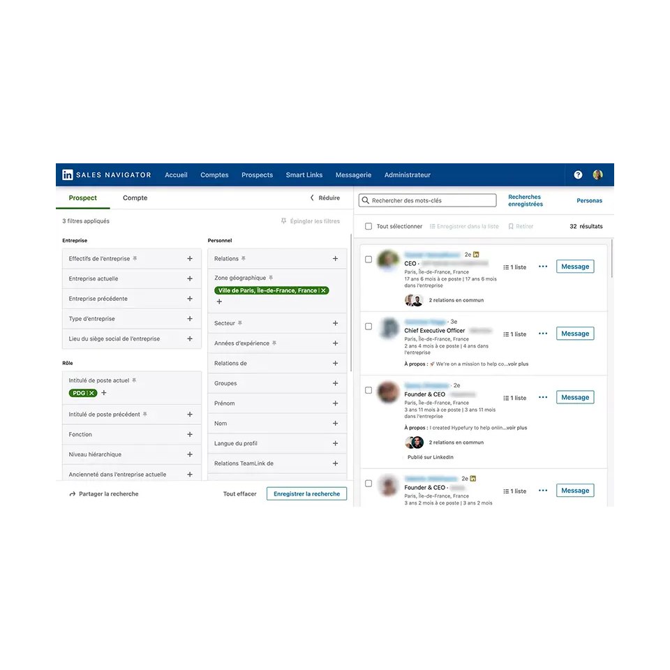 Aperçu LinkedIn Sales Navigator