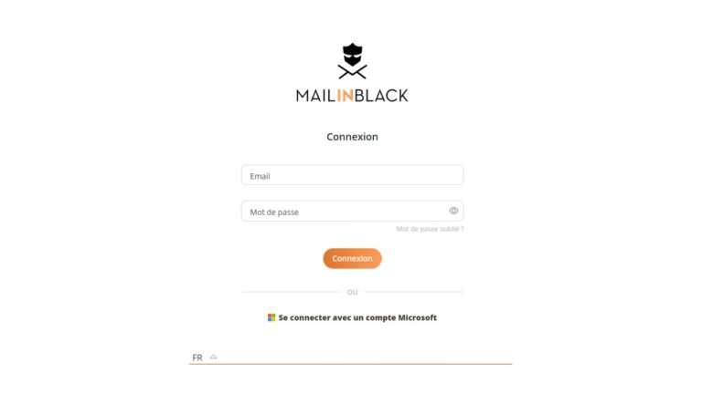 Aperçu Mailinblack - Page de connexion