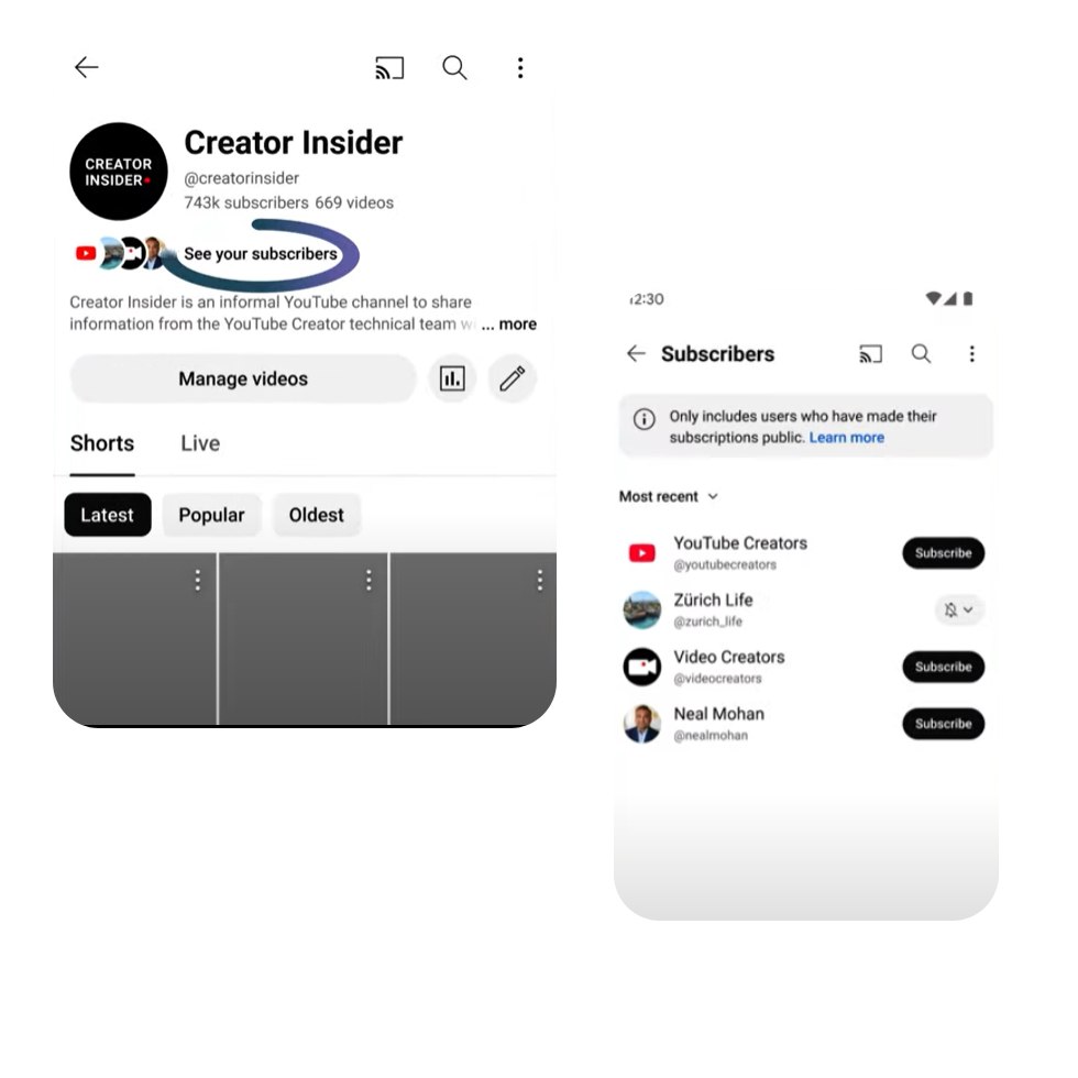 Liste des abonné - Option Youtube