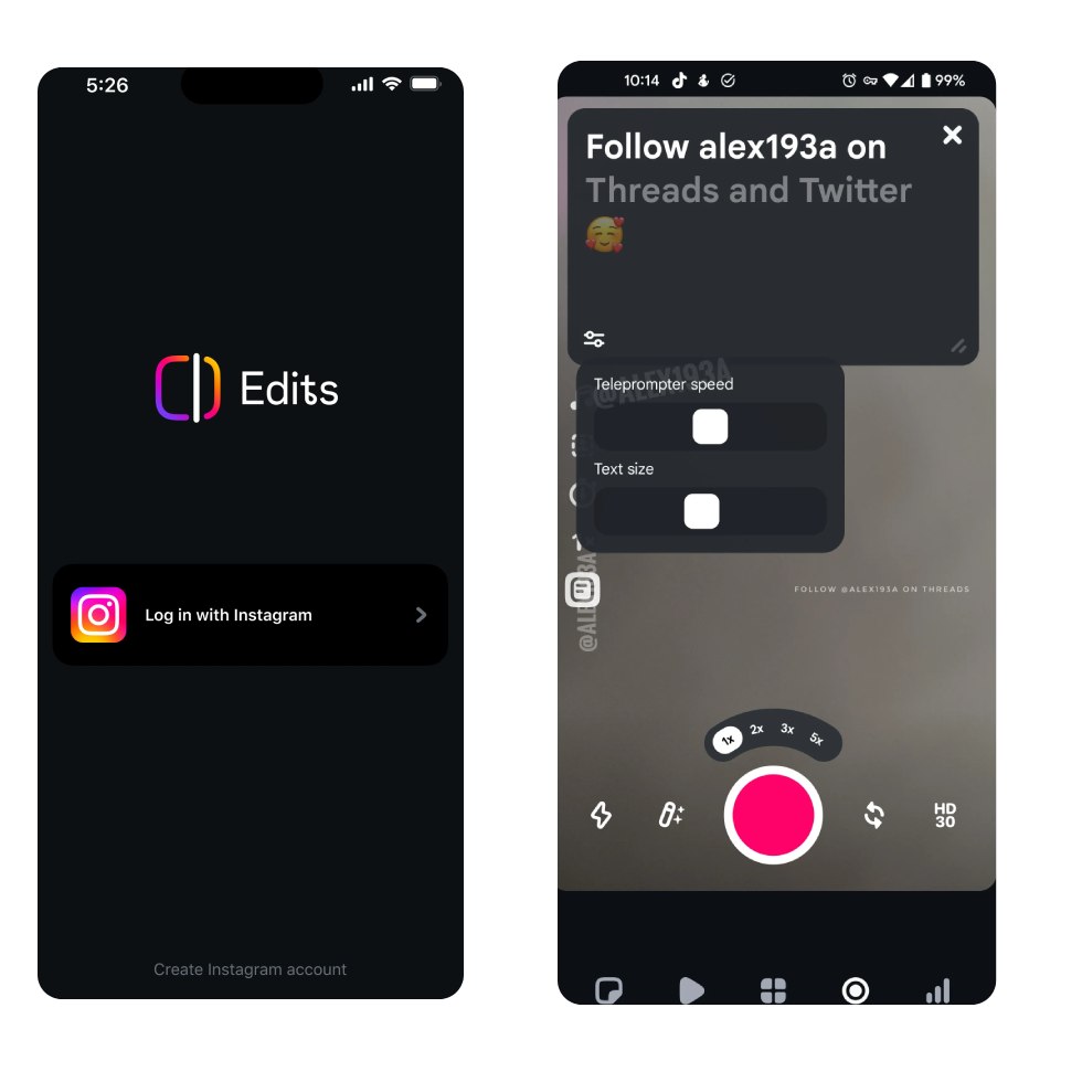 Aperçu interface Edits Teleprompteur