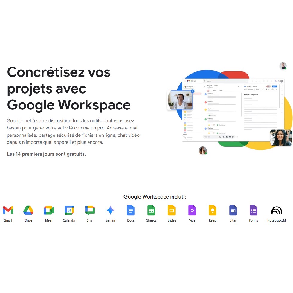 Aperçu interface Google Workspace