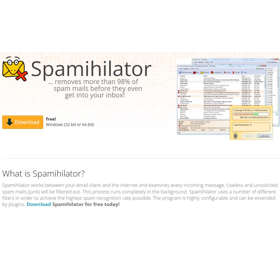 Aperçu interface spamihilator