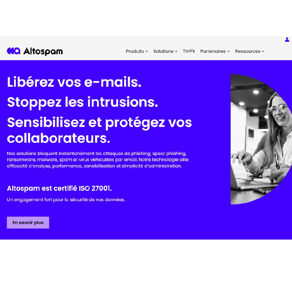 Aperçu interface web Altospam