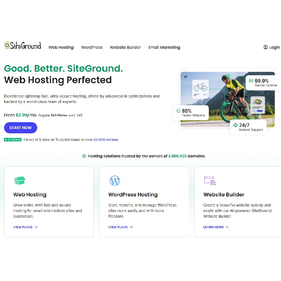 Aperçu interface web SiteGround