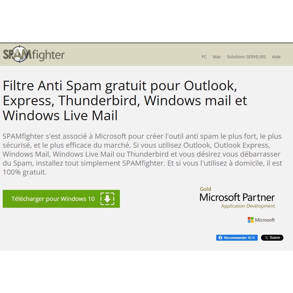 Aperçu interface web SpamFighter