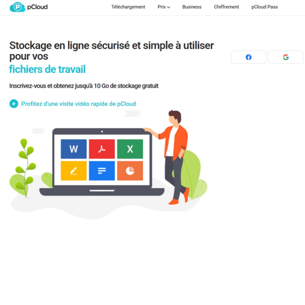 Aperçu interface web pcloud