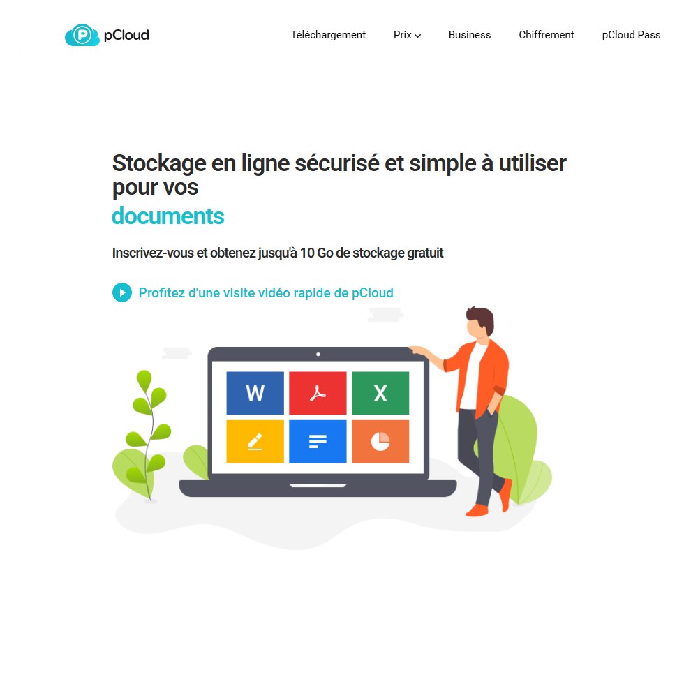 Aperçu interface web pcloud