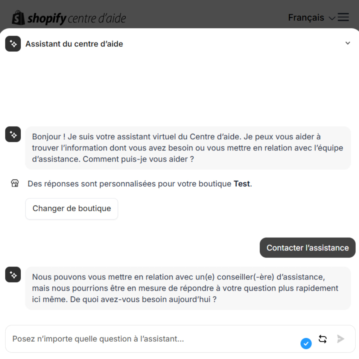 assistant chat direct shopify help center