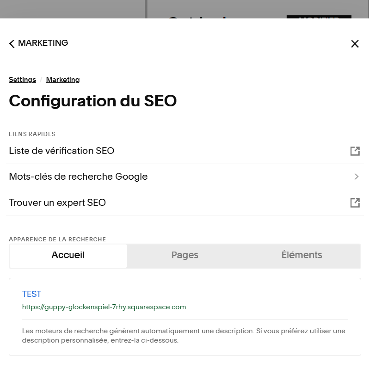configuration seo squarespace