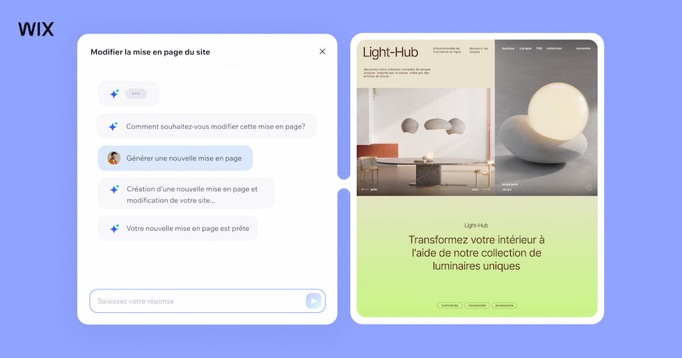 Aperçu du créateur de sites web par IA de Wix