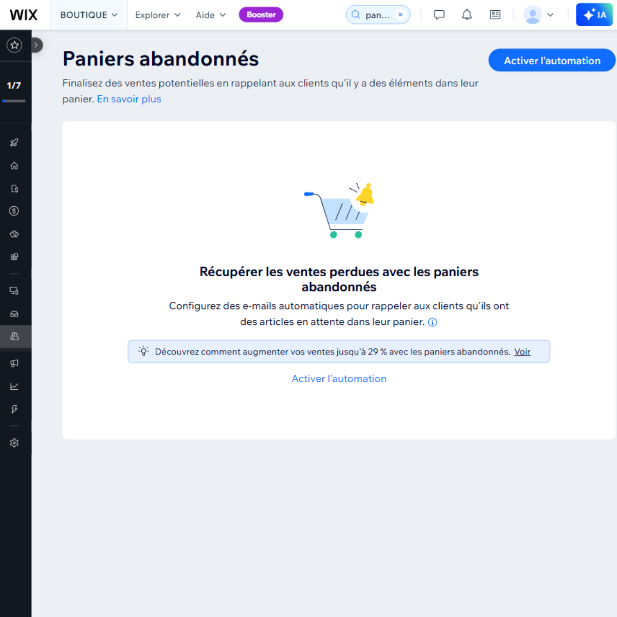 paniers abandonnés wix
