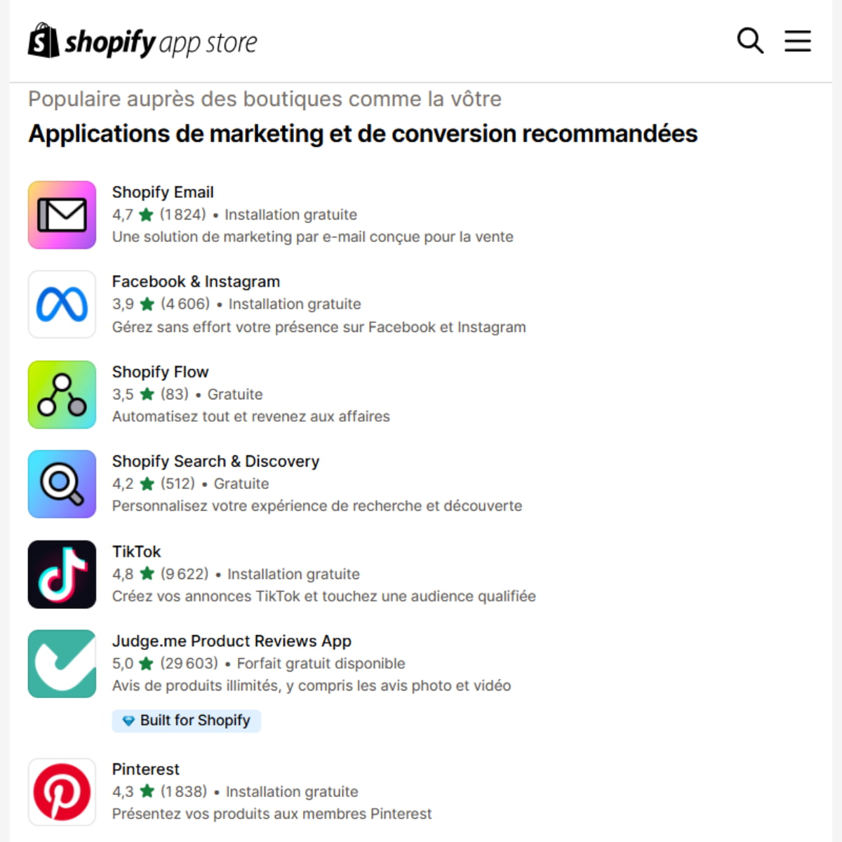 shopify app store