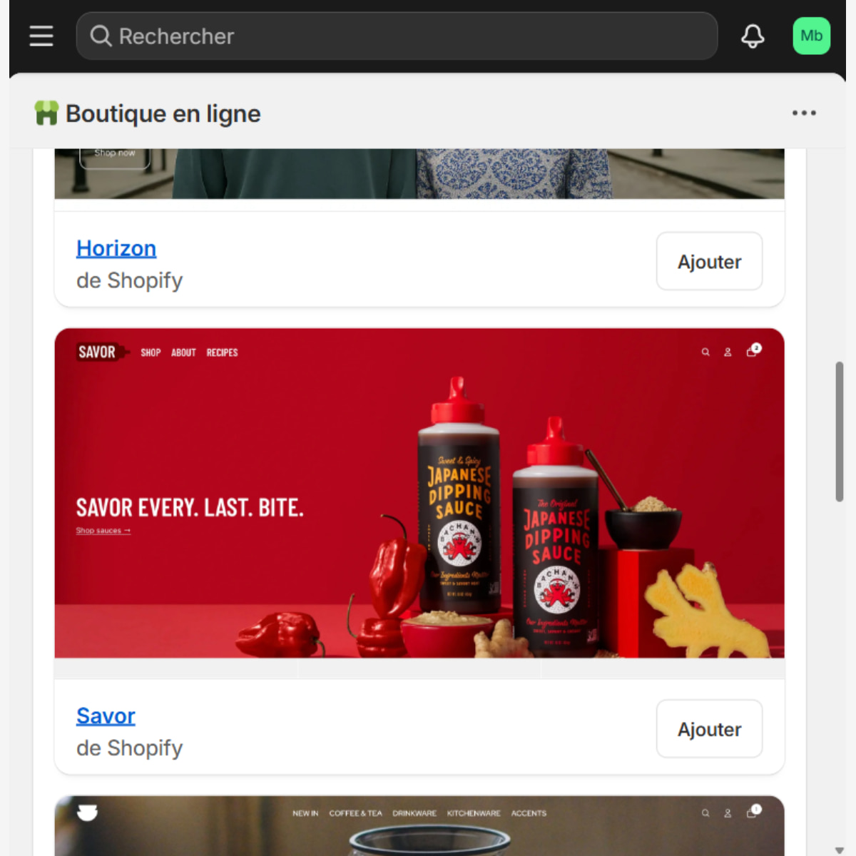 shopify thèmes