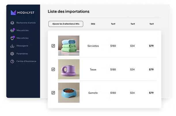 Aperçu de la solution de Wix pour le dropshipping en partenariat avec Modalyst