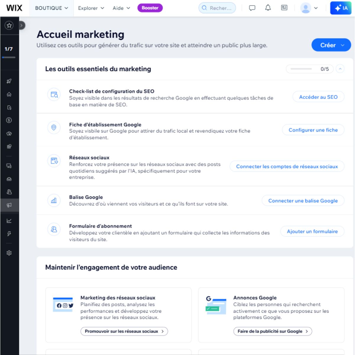 wix section marketing