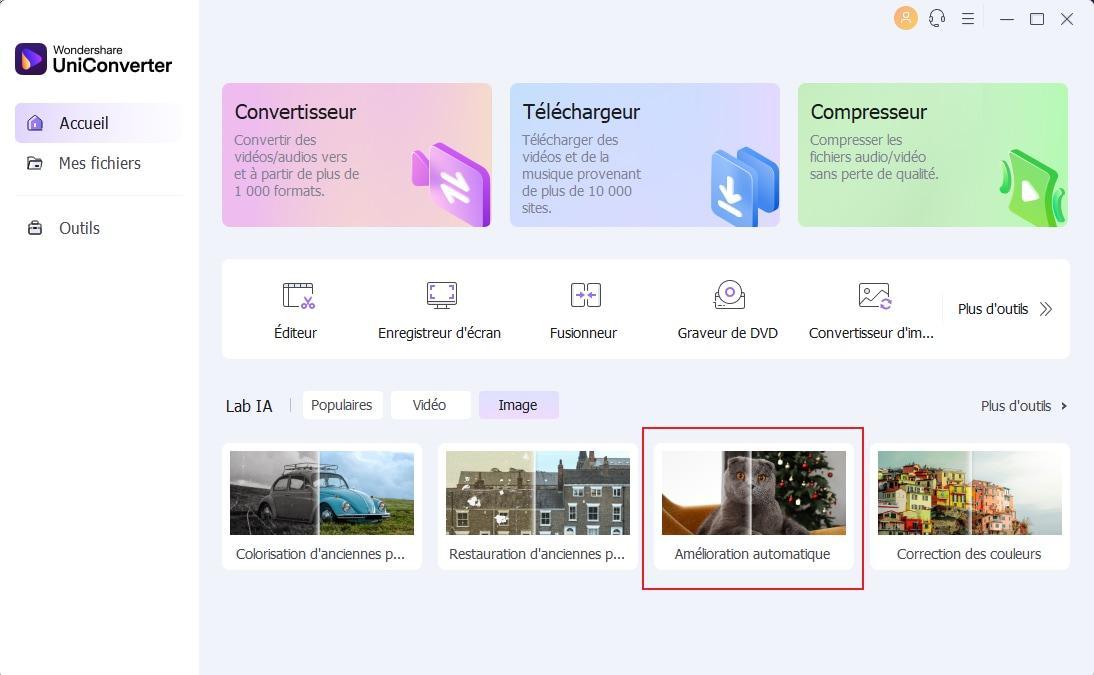 Wondershare Uniconverter - Fonctionnalité d'amélioration automatique