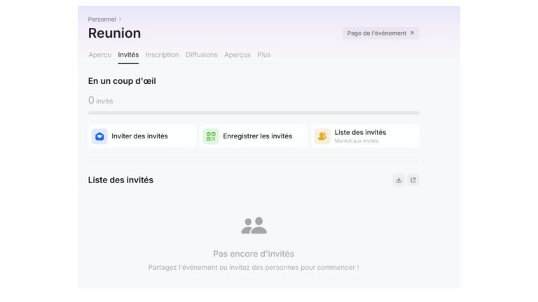 Aperçu de l’interface de Luma : un logiciel d’organisation de webinars en ligne