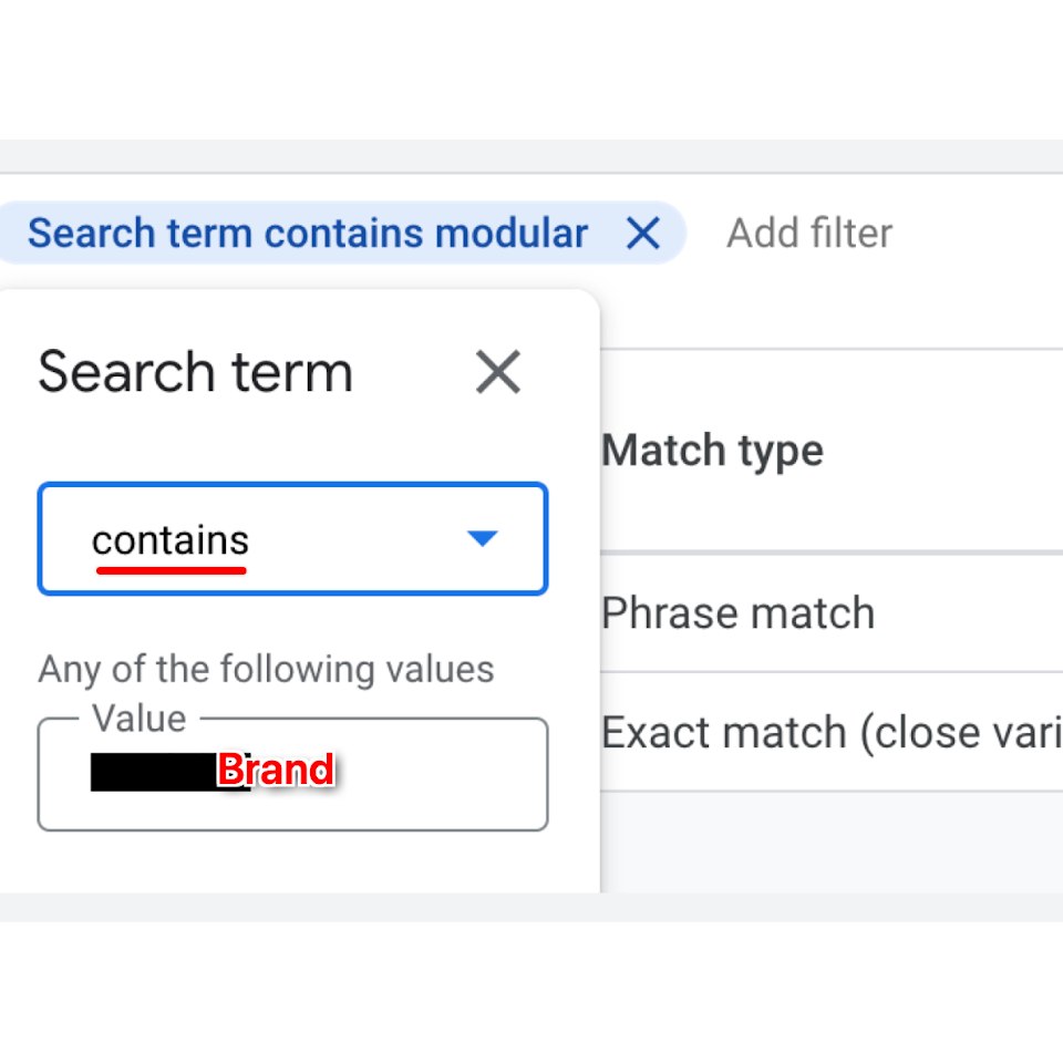 Google Ads : Filtre brand terms