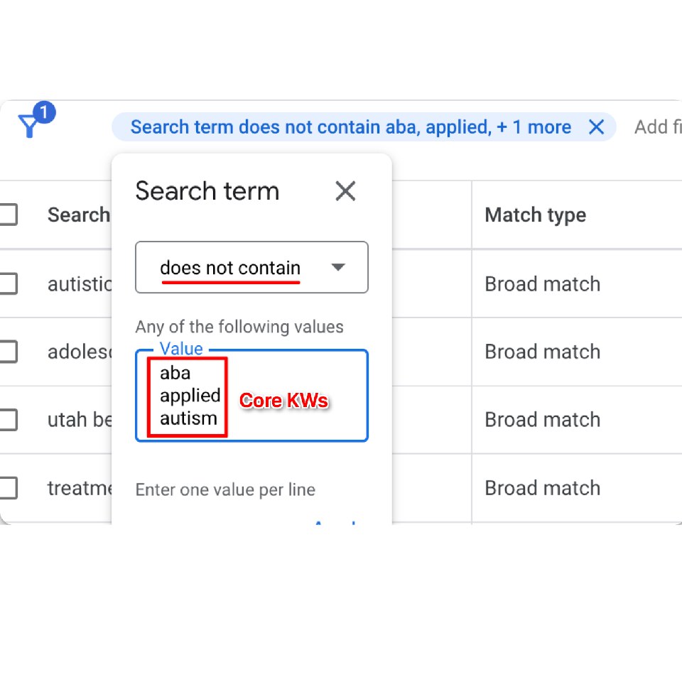 Google Ads _ Filtre à appliquer pour les termes non important