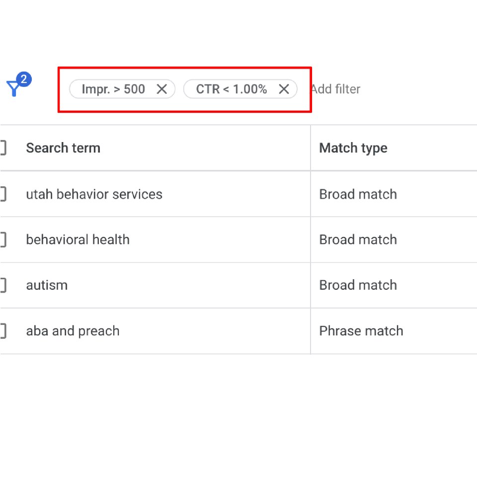 Google Ads _ Filtrer les requêtes à impressions _ 500