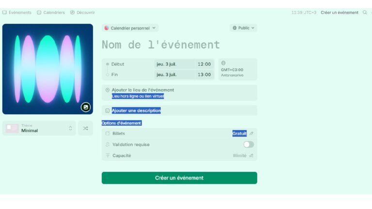 Aperçu de l’interface de Luma : un logiciel d’organisation de webinars en ligne