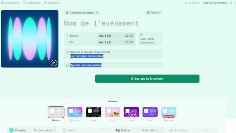 Aperçu de l’interface de Luma : un logiciel d’organisation de webinars en ligne