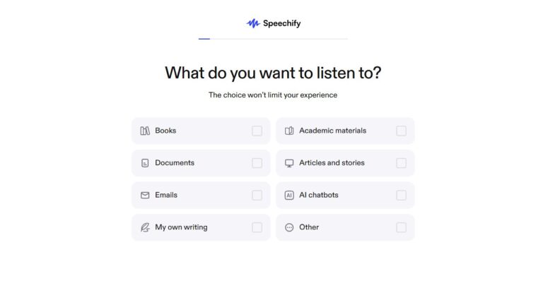 Aperçu de l’interface de Speechify : logiciel de génération de voix par IA