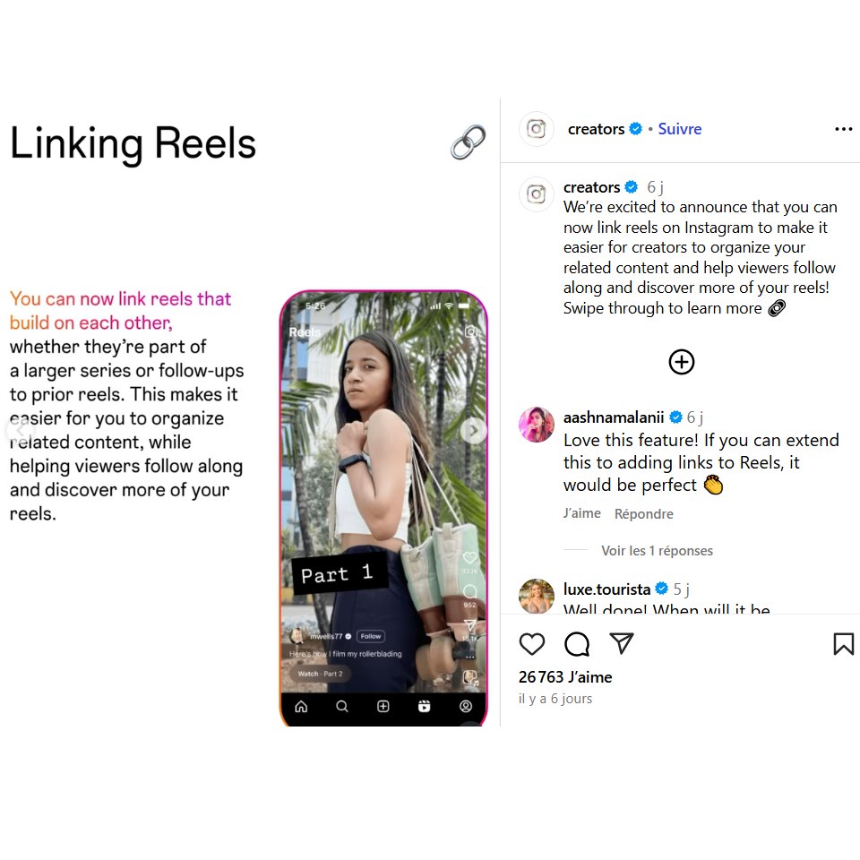 Instagram - link a reel