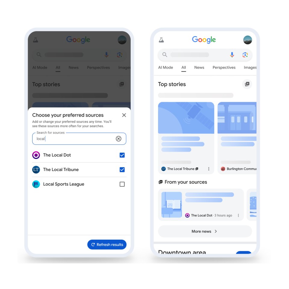 Interface - Top Stories dnas Google