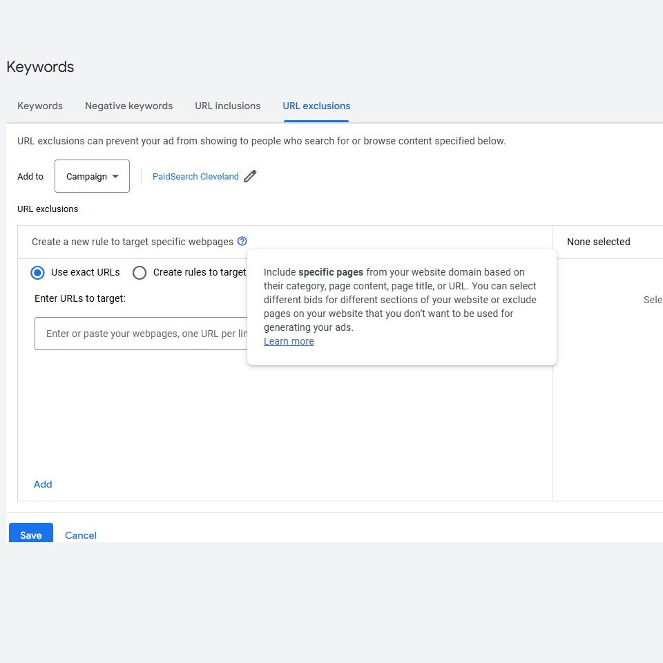 capture des options d’exclusion